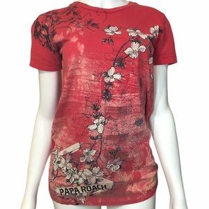 Papa Roach Band Tee Floral Short Sleeve Shirt M